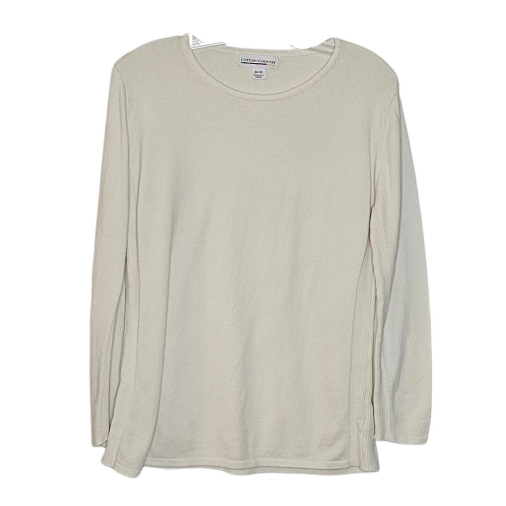 Made in Canada Cotton Country Ivory White Cotton Crewneck Sweater men M women L